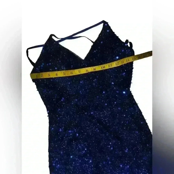 Unbranded V neck backless stretch sequin slit sleeveless evening maxi dress. - Picture 14 of 16